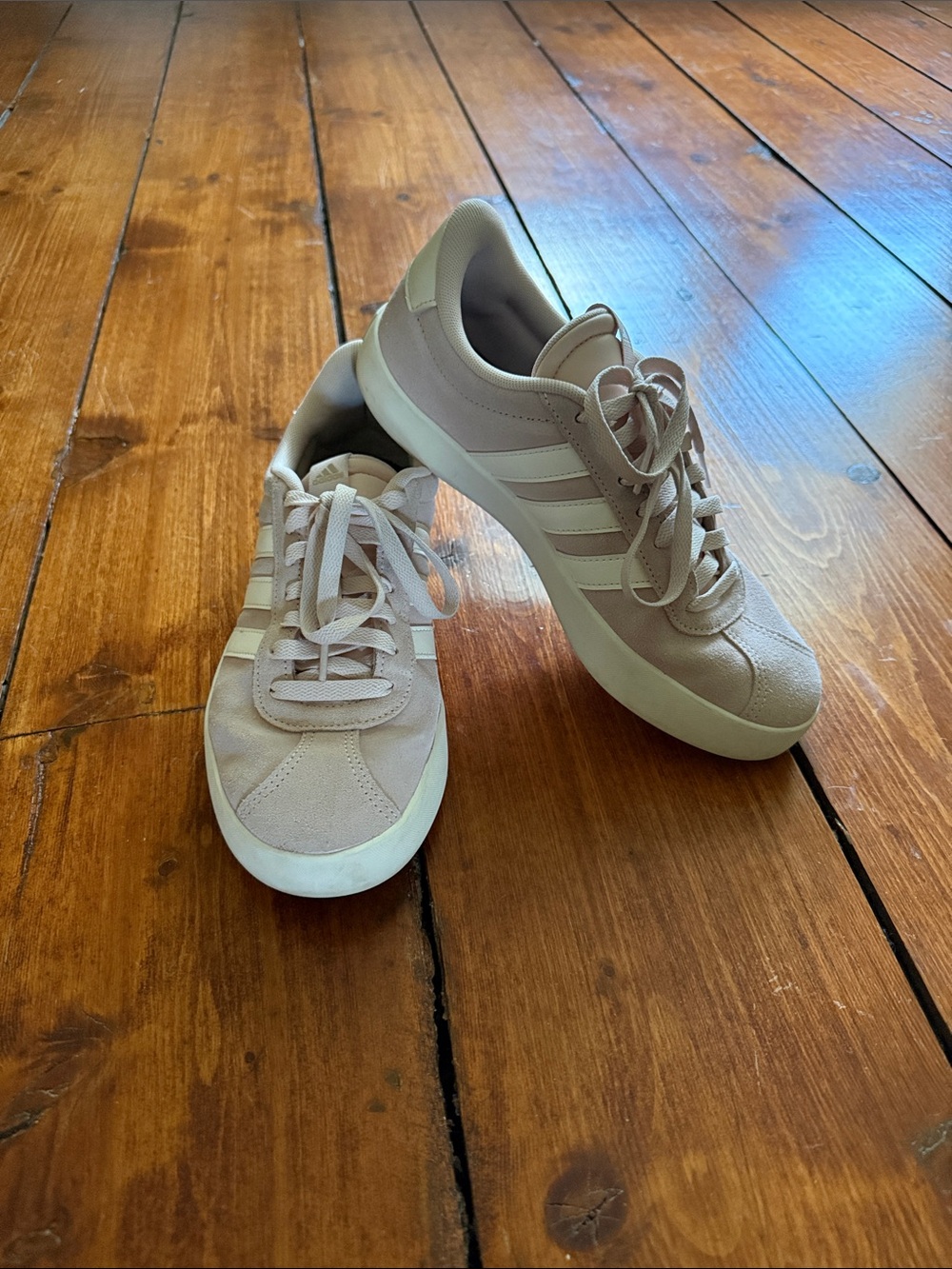 adidas Women's Sneakers in Light Pink with White Stripes